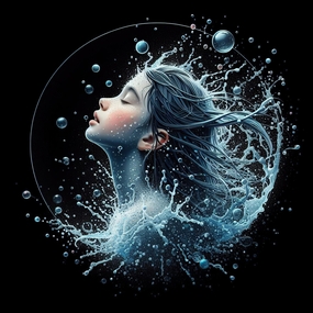 黑色艺术感少女插画设计图片